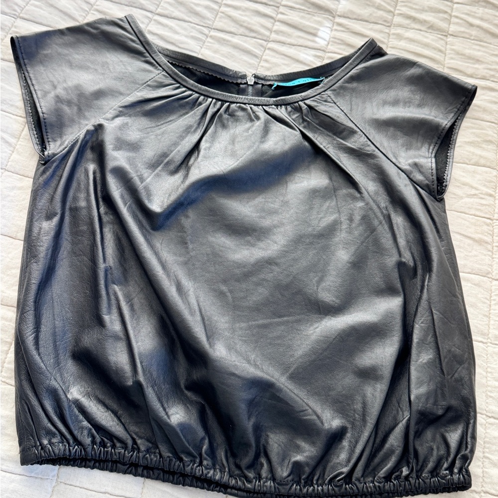 Alice & Olivia Black Leather Women's Top